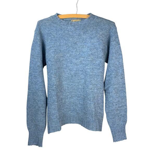 Vintage 50s or 60s Shetland Wool Sweater Heather Blue Full Fashioned Knit M/L - Picture 1 of 5